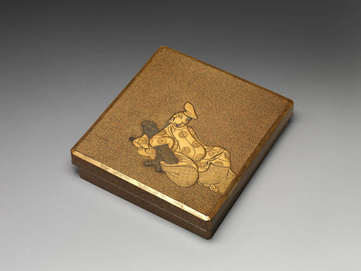 柿本人麻呂蒔絵硯箱|Writing Box (Suzuribako) with the Poet Kakinomoto no Hitomaro — Unknown