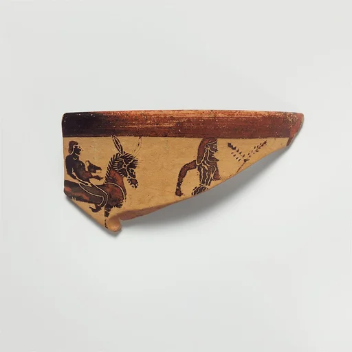 Fragment of a terracotta kantharos (drinking cup with high handles)
