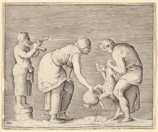 A Woman Collecting Blood from a Sheep, from "Ex Antiquis Cameorum et Gemmae Delineata/ Liber Secundus/et ab Enea Vico Parmen Incis"