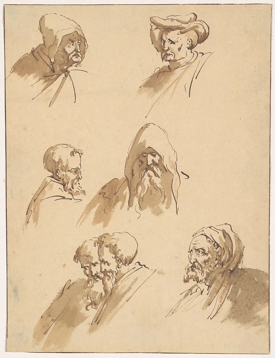 Seven Male Heads — Sebastiano Ricci