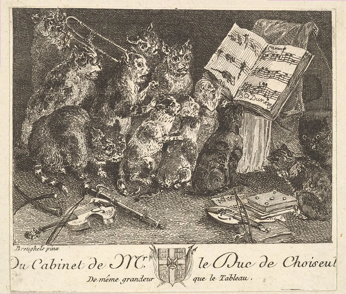 Concert of Cats, after the painting in the collection of the Duc de Choiseul — Crispijn de Passe the Elder|Balthasar Anton Dunker|Jan Brueghel the Elder