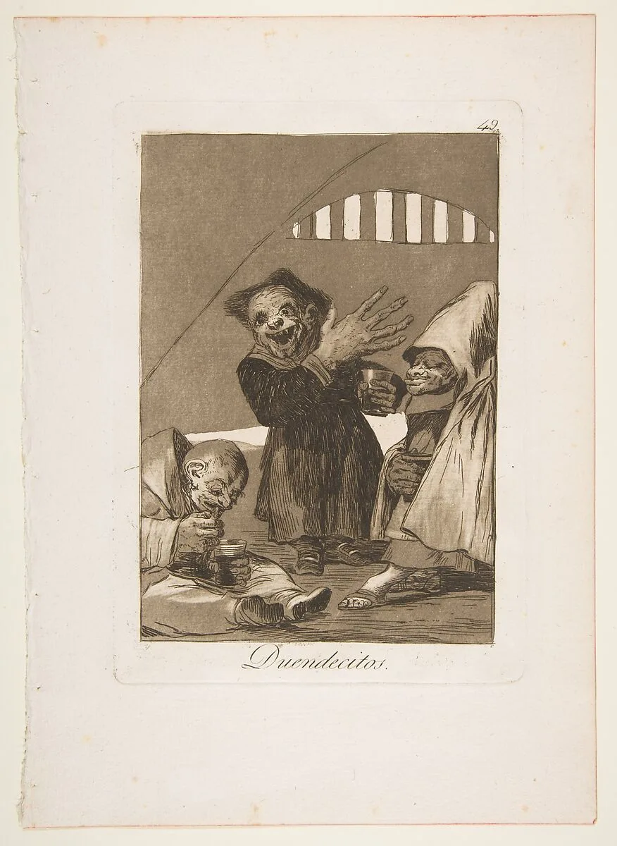 Plate 49 from "Los Caprichos": Hobgoblins (Duendecitos) — Goya (Francisco de Goya y Lucientes)