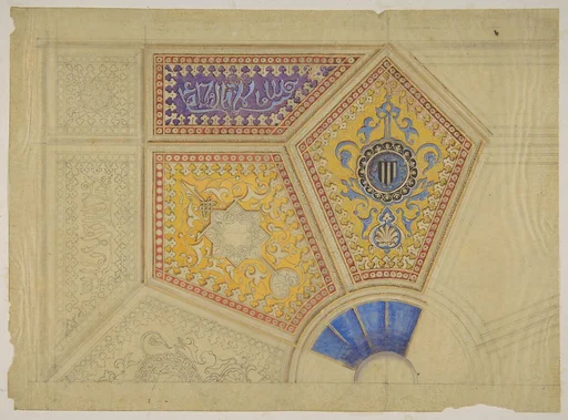 Design for the painted decoration of a coffered ceiling