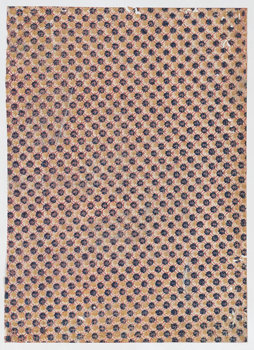 Sheet with overall crisscrossing pattern with large dots — Anonymous