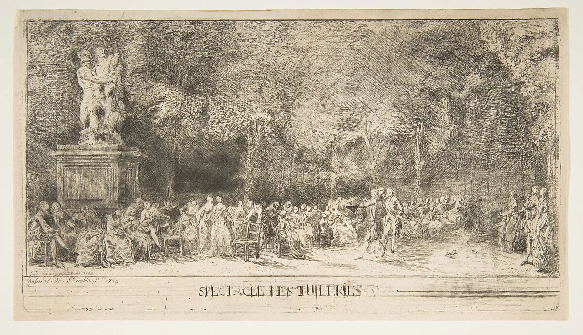Scene in the Tuileries: The Chairs — Gabriel de Saint-Aubin