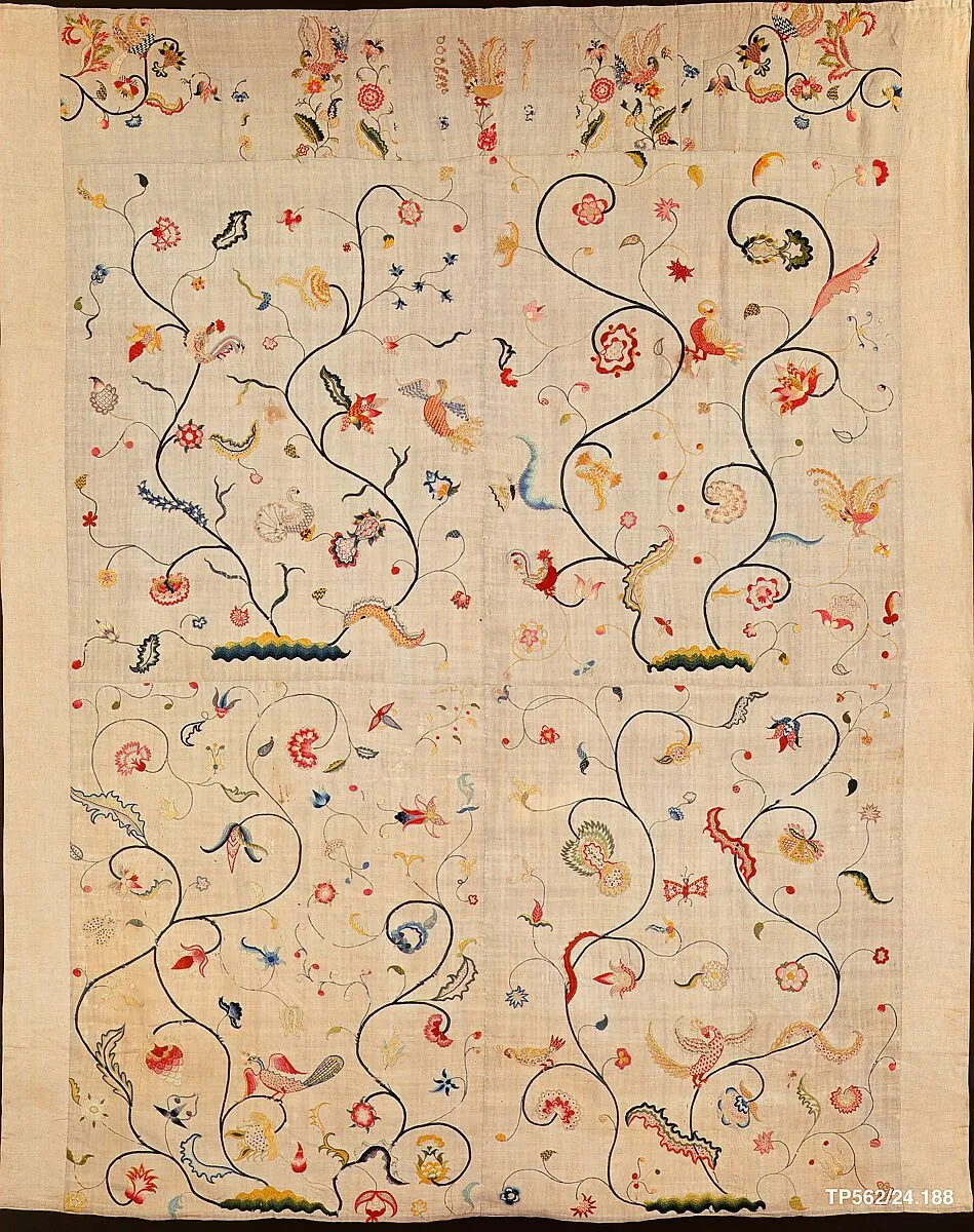 Embroidered coverlet — Unknown