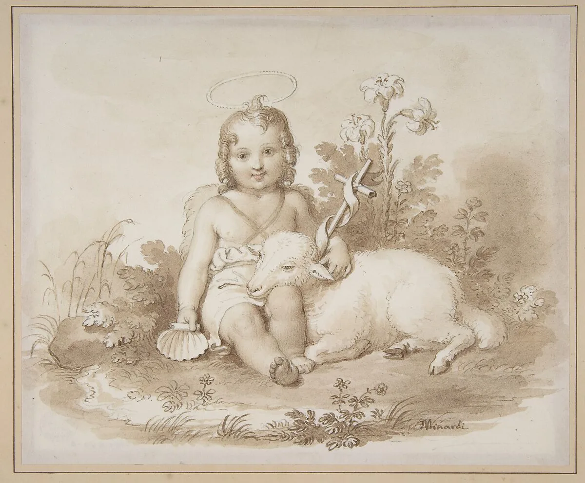Seated John the Baptist with a Lamb in a Landscape — Tommaso Minardi