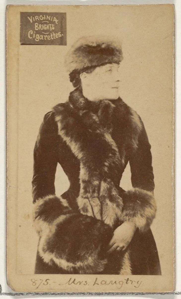 Card 875, Mrs. Langtry, from the Actors and Actresses series (N45, Type 2) for Virginia Brights Cigarettes — Allen & Ginter