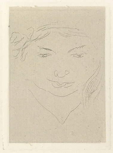 Irène, head lowered