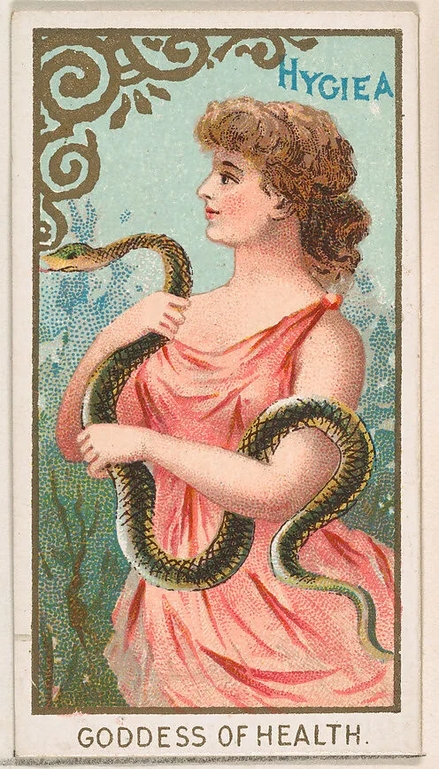 Hygiea, Goddess of Health, from the Goddesses of the Greeks and Romans series (N188) issued by Wm. S. Kimball & Co. — William S. Kimball & Company|Ketterlinus Lithography Company