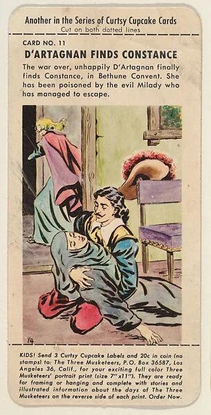 No.11, D'Artagnan Finds Constance, bakery insert card from the Three Musketeers series (D78), issued by Safeway stores — Safeway Inc.
