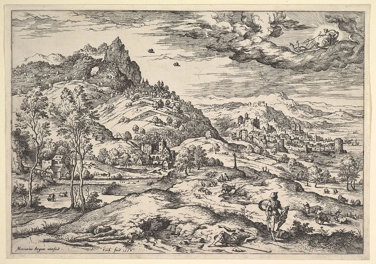 Landscape with Mercury Holding Argus's Head — Hieronymus Cock