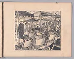 Sketchbook, with preparatory sketches for Workmen, Dancers, Slalom, Bells, People coming out of church, Life Class — Lill Tschudi