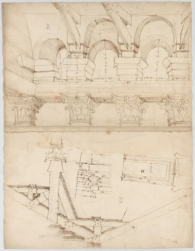 Pantheon, portico, plan (recto) Pantheon, portico, details and perspective (verso)