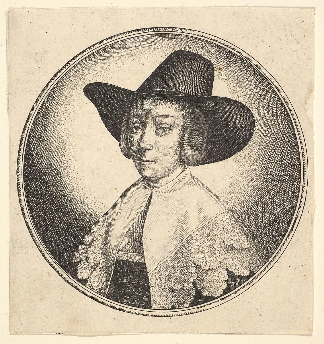 Woman with broad brimmed hat — Wenceslaus Hollar