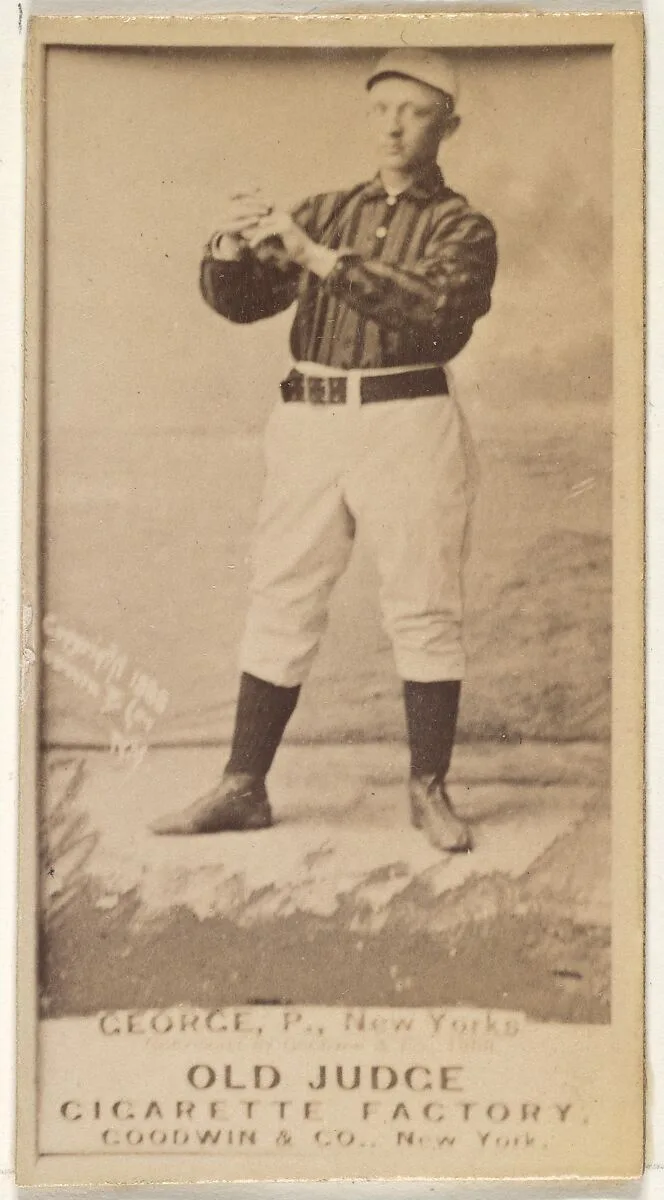 Bill George, Pitcher, New York, from the Old Judge series (N172) for Old Judge Cigarettes — Goodwin & Company