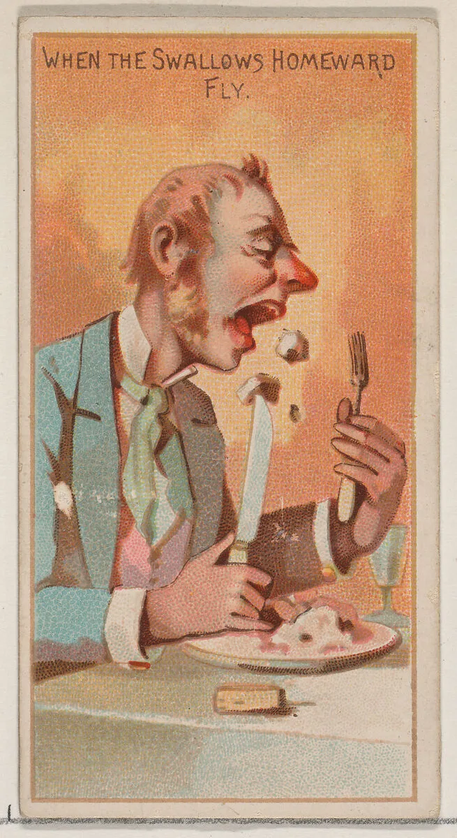 When the Swallows Homeward Fly, from the Jokes series (N87) for Duke brand cigarettes — W. Duke, Sons & Co.|George S. Harris & Sons