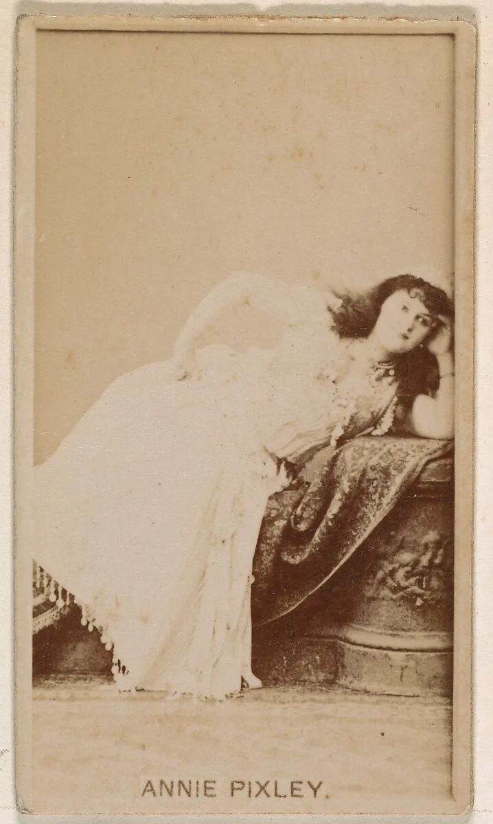 Annie Pixley, from the Actresses series (N245) issued by Kinney Brothers to promote Sweet Caporal Cigarettes — Kinney Brothers Tobacco Company