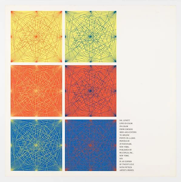 Lines In Color on Color From Corners Sides and Centers to Specific Points on a Grid, Cover Sheet — Sol LeWitt|Jo Watanabe|Multiples, Inc.