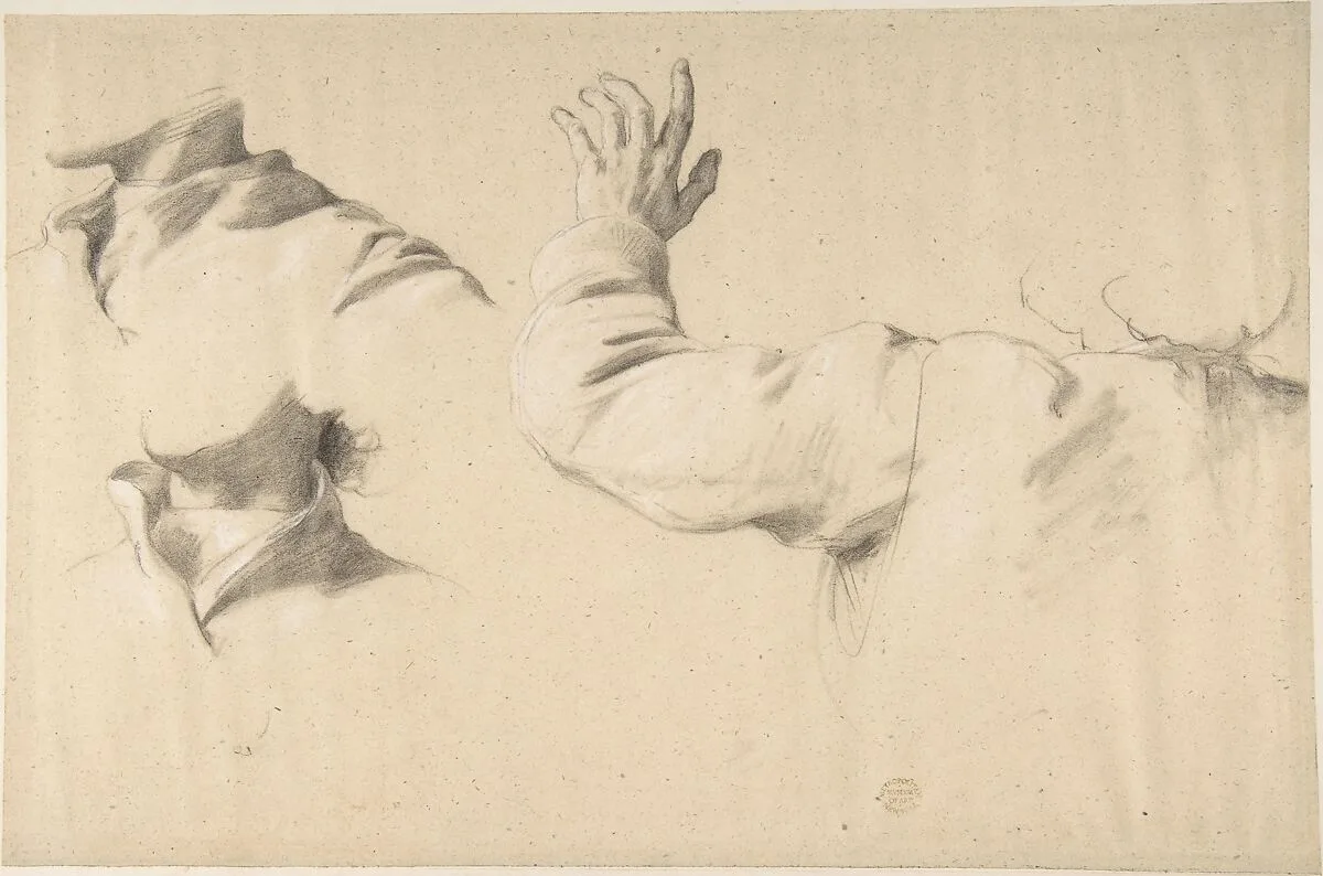 Studies of Drapery in Sleeve and Collars — Frederic, Lord Leighton|Romain Cazes