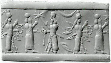 Cylinder seal with cultic scene — Unknown
