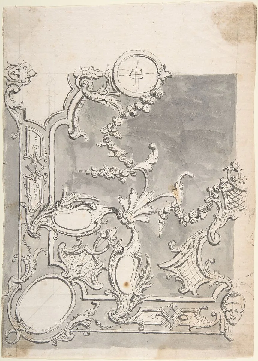One Quarter of a Design for Corner of a Wall or a Ceiling — Anonymous, Italian, Piedmontese, 18th century