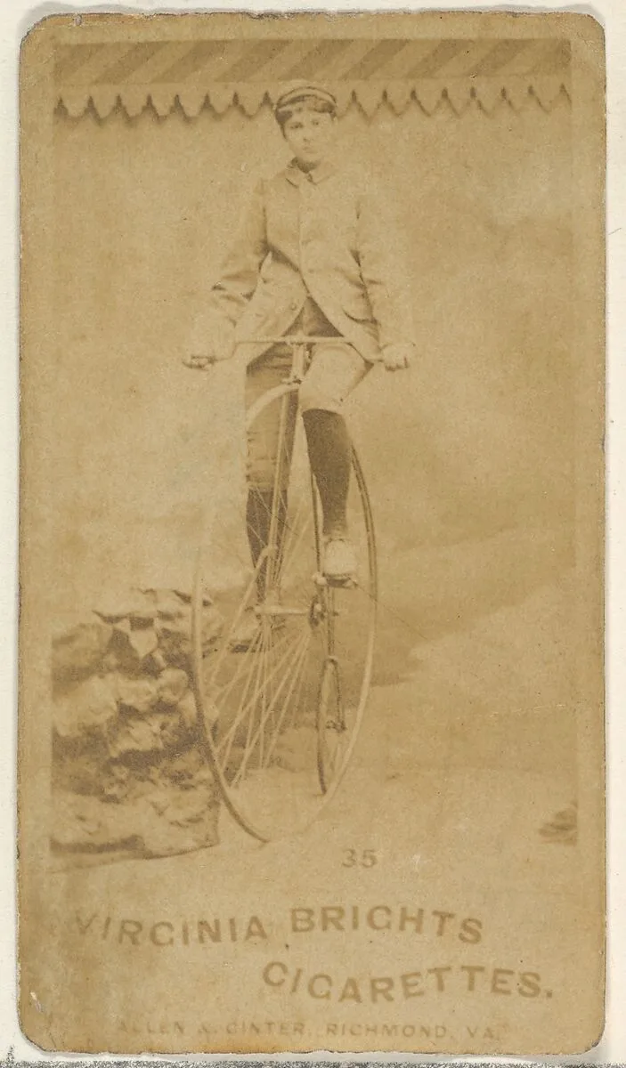 Card 35, from the Girl Cyclists series (N49) for Virginia Brights Cigarettes — Allen & Ginter