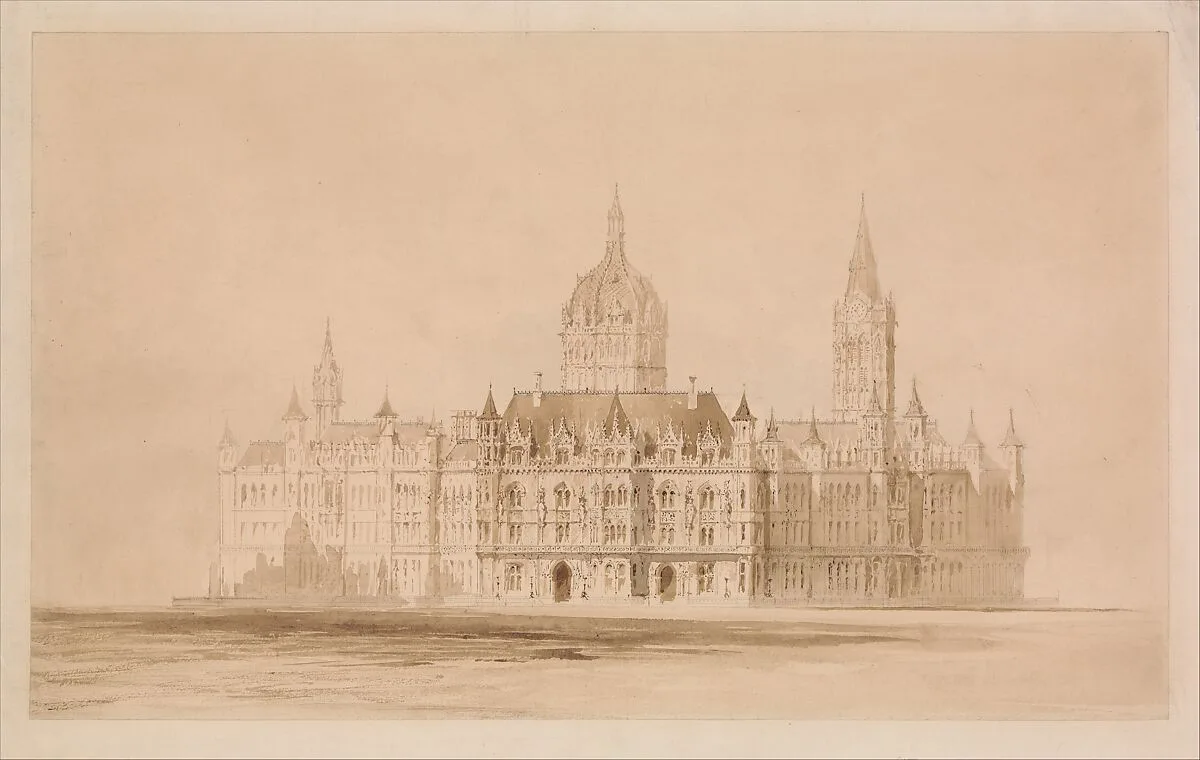Competition Drawing for the Manchester Town Hall — Thomas Allom