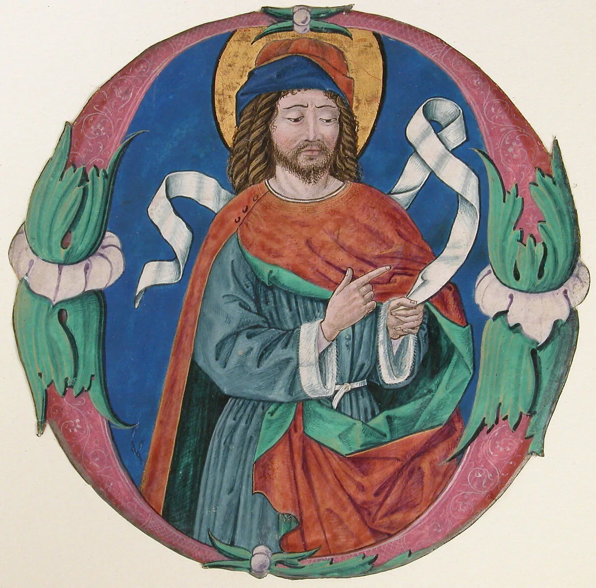 Manuscript Illumination with the Figure of a Saint in an Initial O — Unknown
