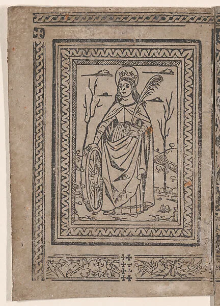 Saint Catherine of Alexandria, from the 'Legenda di Sancta Caterina' (Modena, Richizola, 1490) — Richizola|Anonymous, Italian