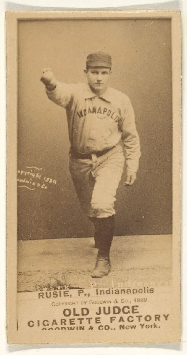 Amos Rusie, Pitcher, Indianapolis, from the Old Judge series (N172) for Old Judge Cigarettes — Goodwin & Company