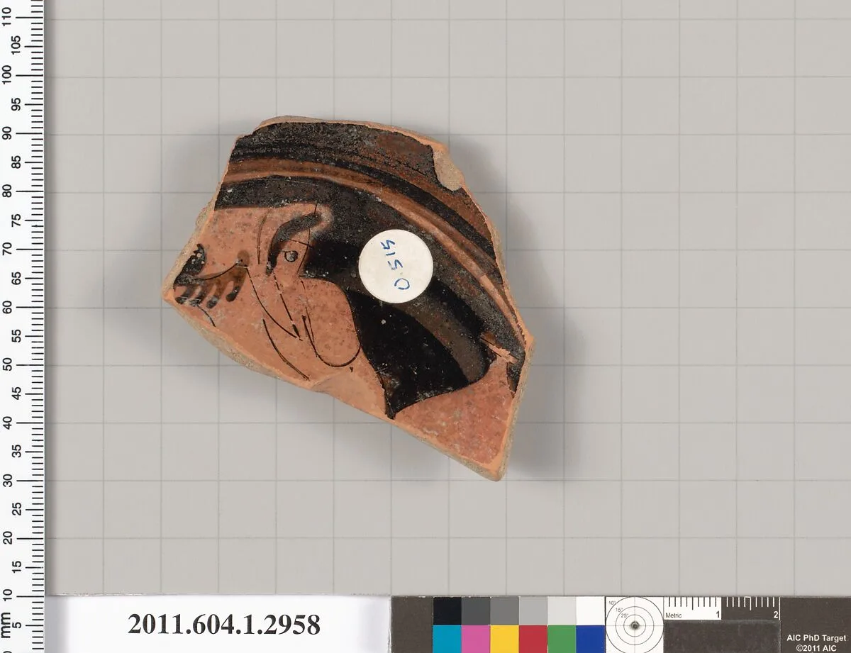 Terracotta fragment of a kylix (drinking cup) — Pithos Painter