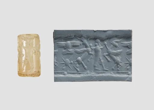 Cylinder seal with three-figure contest scene