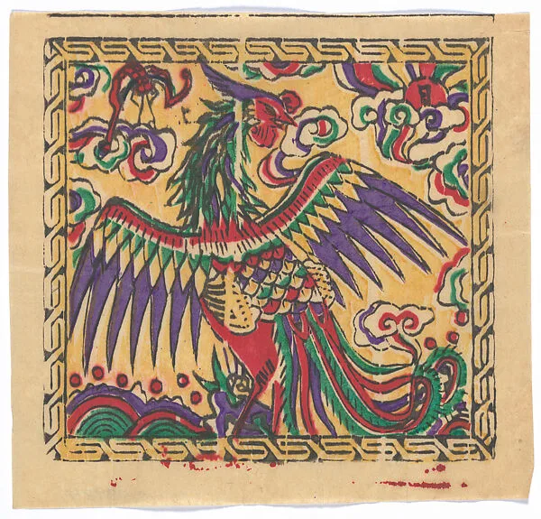 現代 佚名 鳳紋紙 彩印木刻 北京?|Paper with phoenix pattern — Unidentified artist(s)