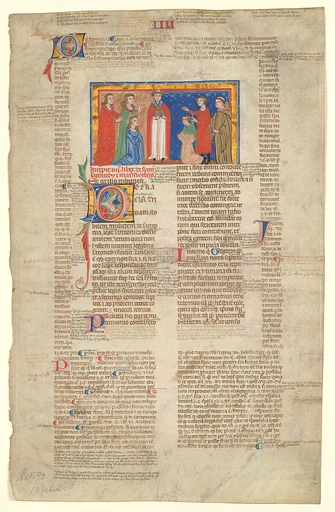 Manuscript Leaf with Marriage Scene, from Decretals of Gregory IX