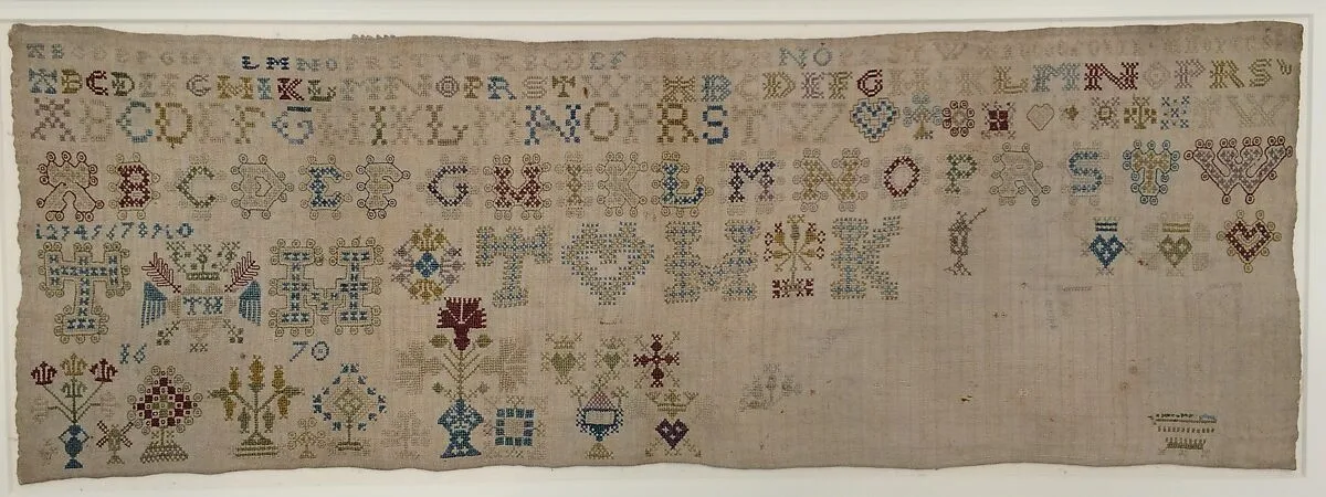 Embroidered sampler — Unknown