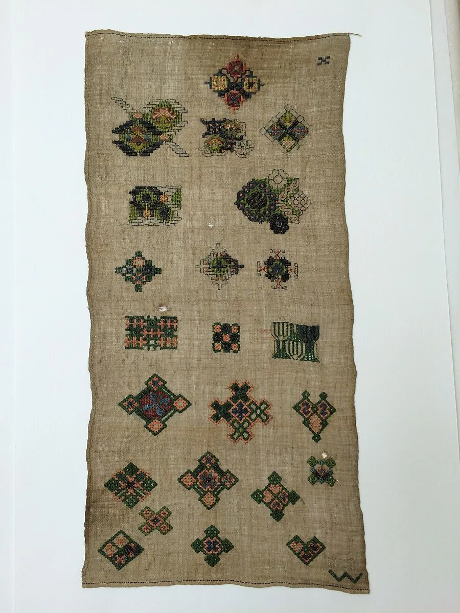 Embroidered spot sampler — Unknown
