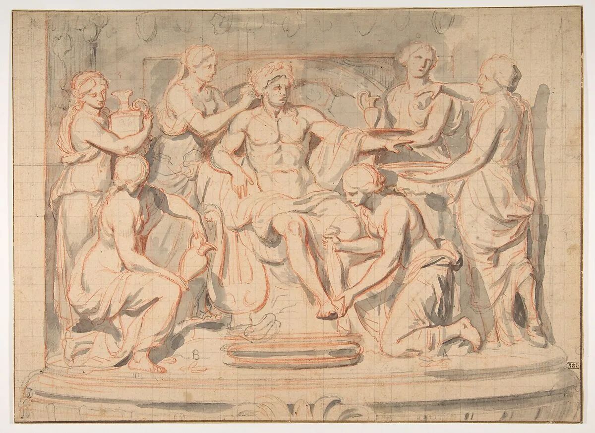 Apollo Bathing, Attended by the Nymphs of Thetis — Charles Le Brun