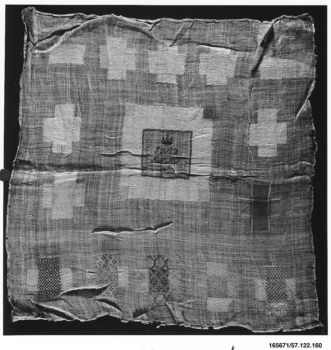 Embroidered darning sampler — Unknown
