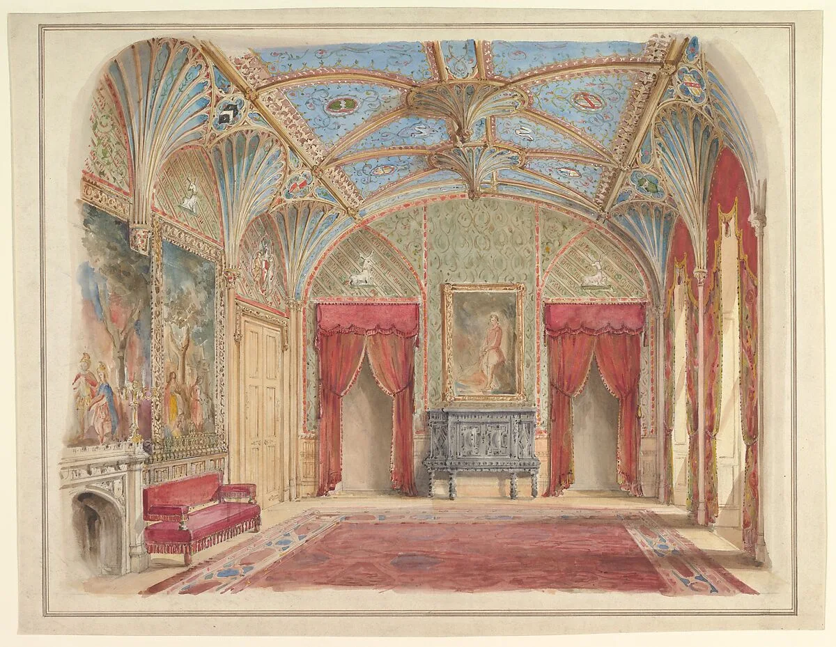 Design for the Decoration of the Drawing Room at Eastnor Castle, Hertfordshire — Augustus Welby Northmore Pugin|John Gregory Crace