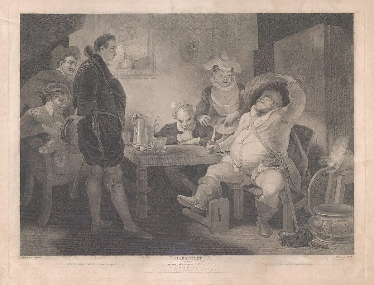 Falstaff, Prince Henry and Poins at the Boar's Head Tavern (Shakespeare, King Henry the Fourth, Part 1, Act 2, Scene 4) — William Shakespeare|Robert Smirke|John & Josiah Boydell|Robert Thew