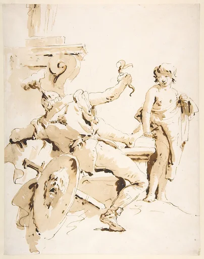 Scherzo di Fantasia: Seated Warrior Holding a Serpent, and Standing Youth