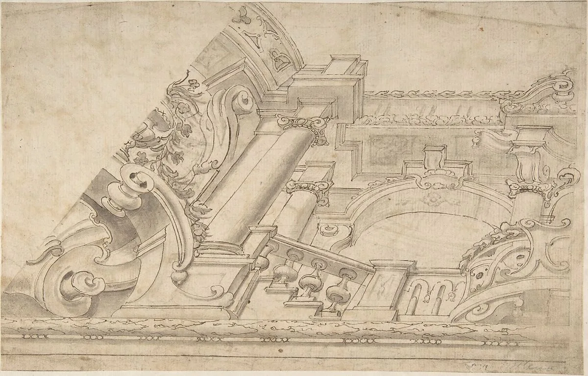 Perspective Design for a Ceiling — Anonymous, Italian, Bolognese 18th century artist