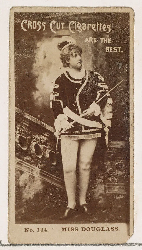 Card Number 134, Miss Douglass, from the Actors and Actresses series (N145-2) issued by Duke Sons & Co. to promote Cross Cut Cigarettes — W. Duke, Sons & Co.