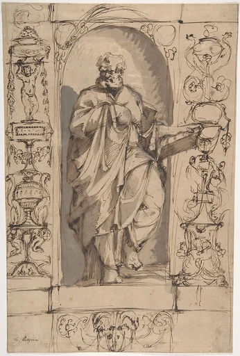 Draped Male Figure Standing in a Niche