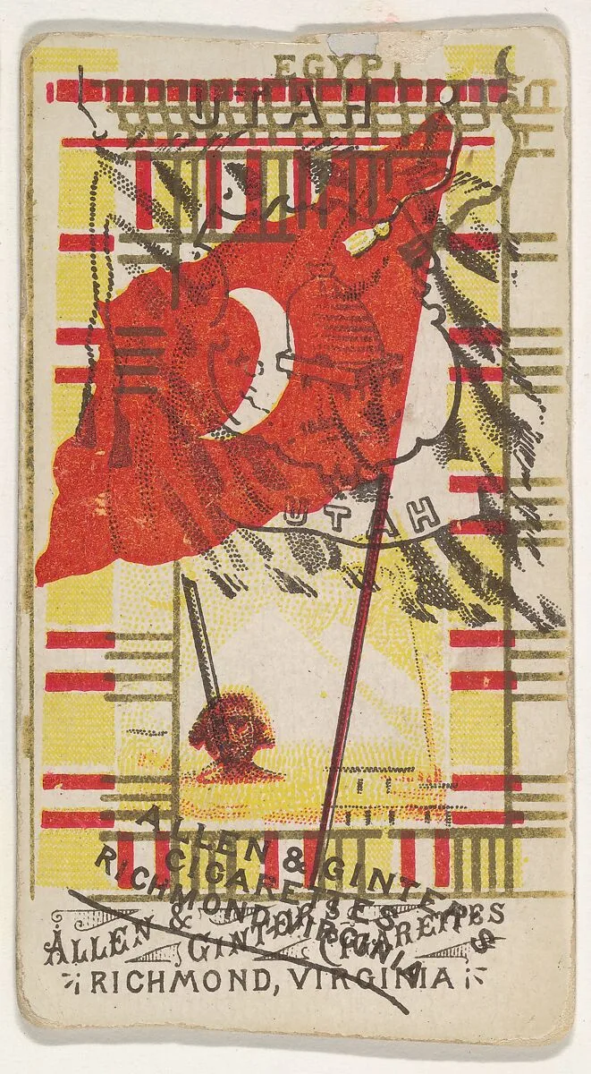 Egypt and Utah (double-printed card), from Flags of All Nations, Series 1 (N9) for Allen & Ginter Cigarettes Brands — Allen & Ginter