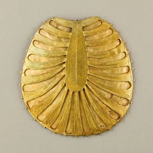 Disk Made of Two Sheets of Gold, One Concave the Other Decorated with Feathers or Palm Fronds