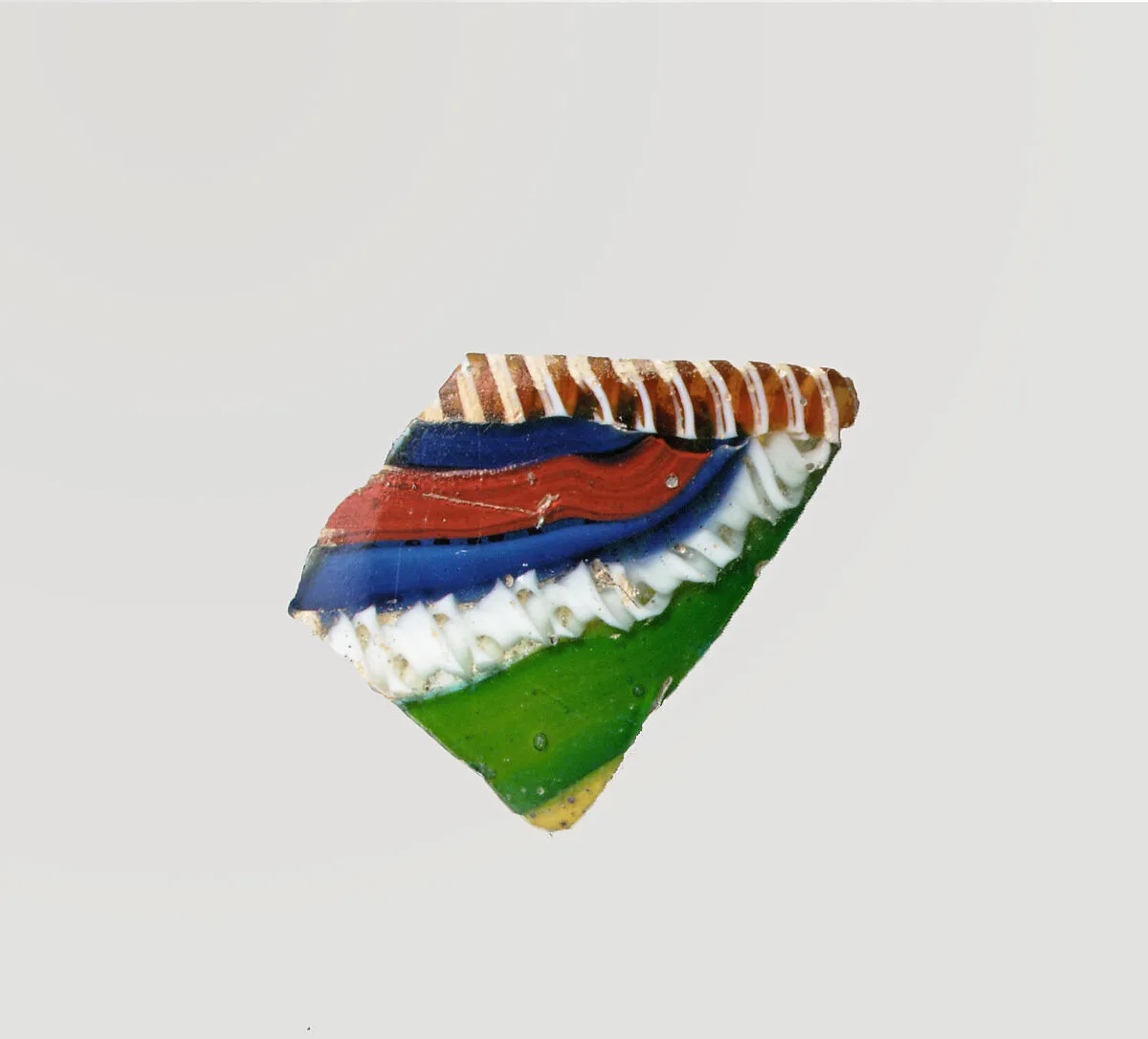 Glass striped mosaic bowl fragment — Unknown