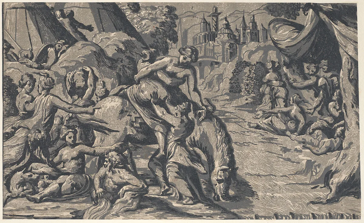 The escape of Cloelia — Niccolò Vicentino|Maturino da Firenze