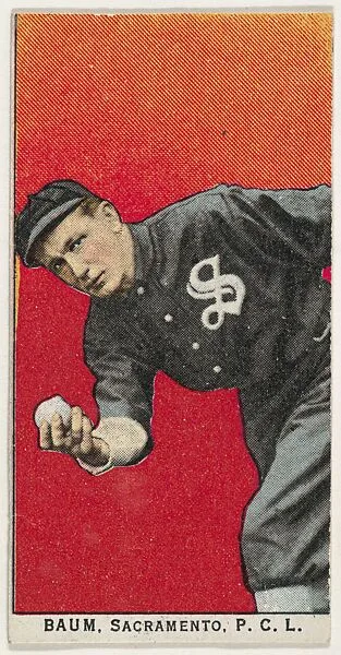 Baum, Sacramento, Pacific Coast League, from the "Obak Baseball Players" set (T212), issued by the American Tobacco Company to promote Obak Mouthpiece Cigarettes — American Tobacco Company